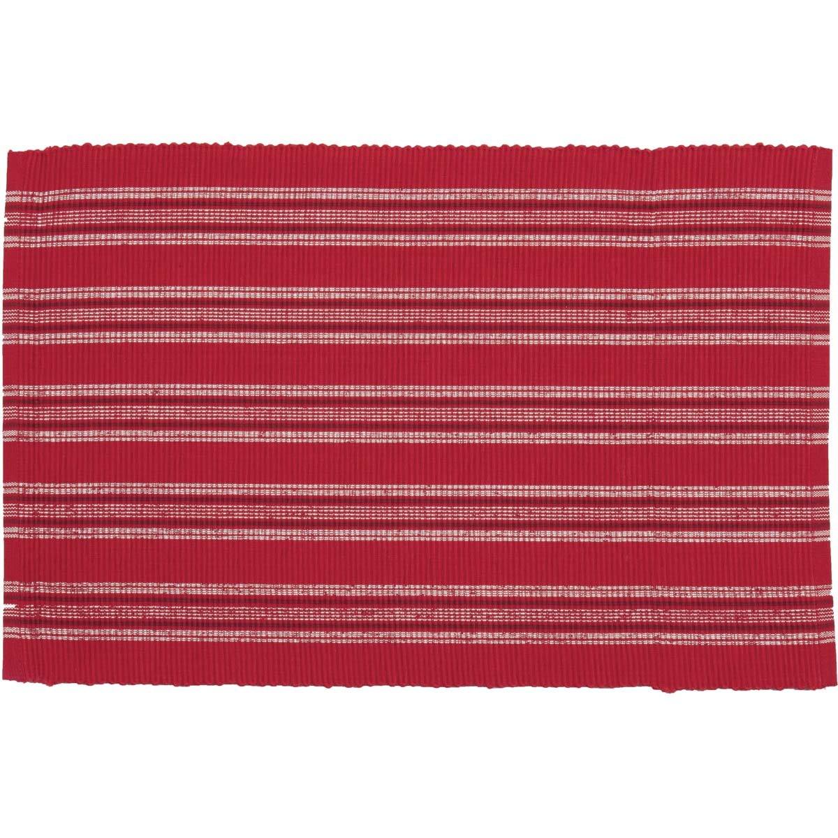Holly Red Ribbed Placemat Set of 6 VHC Brands - The Fox Decor