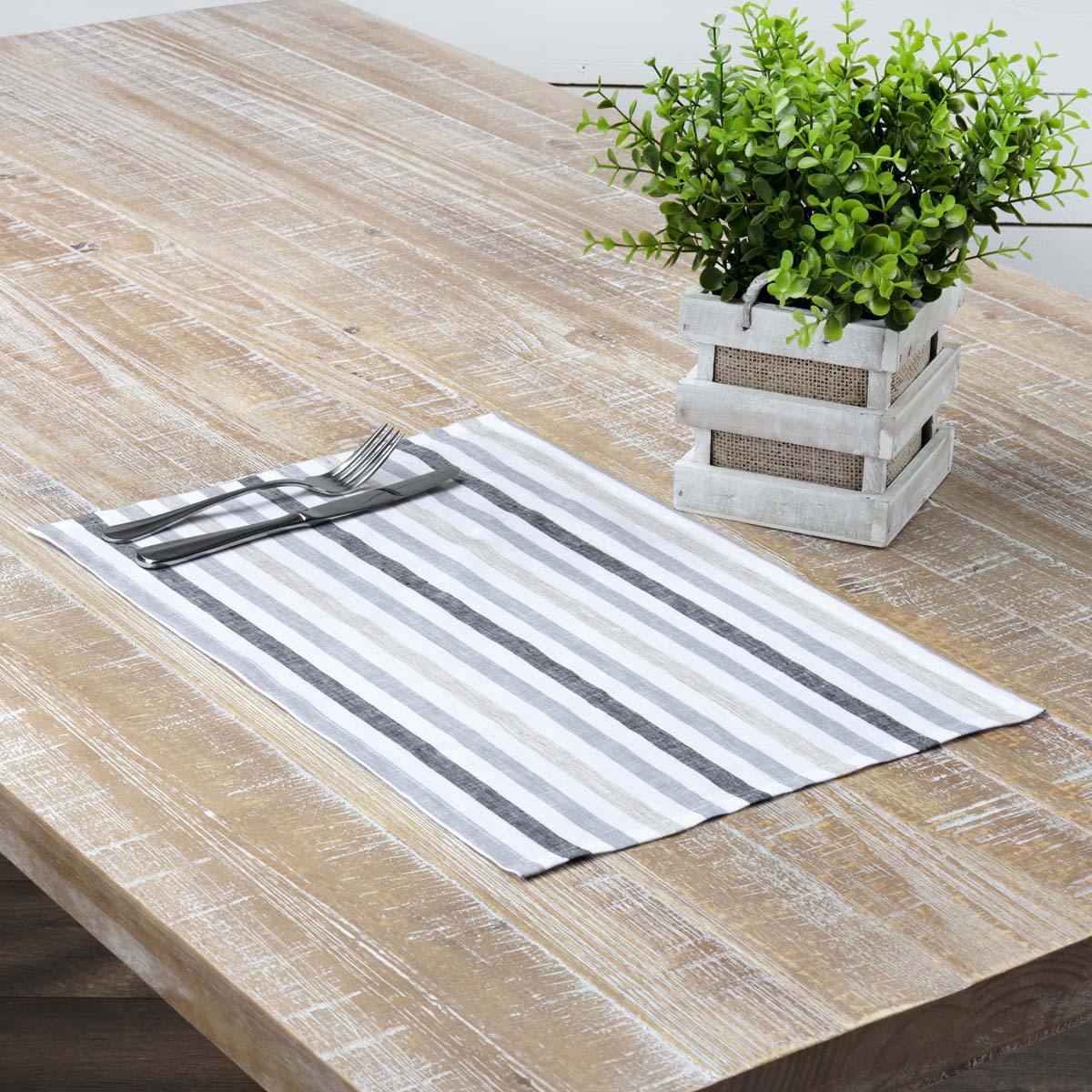Blake Grey Placemat Set of 6 12x18 VHC Brand