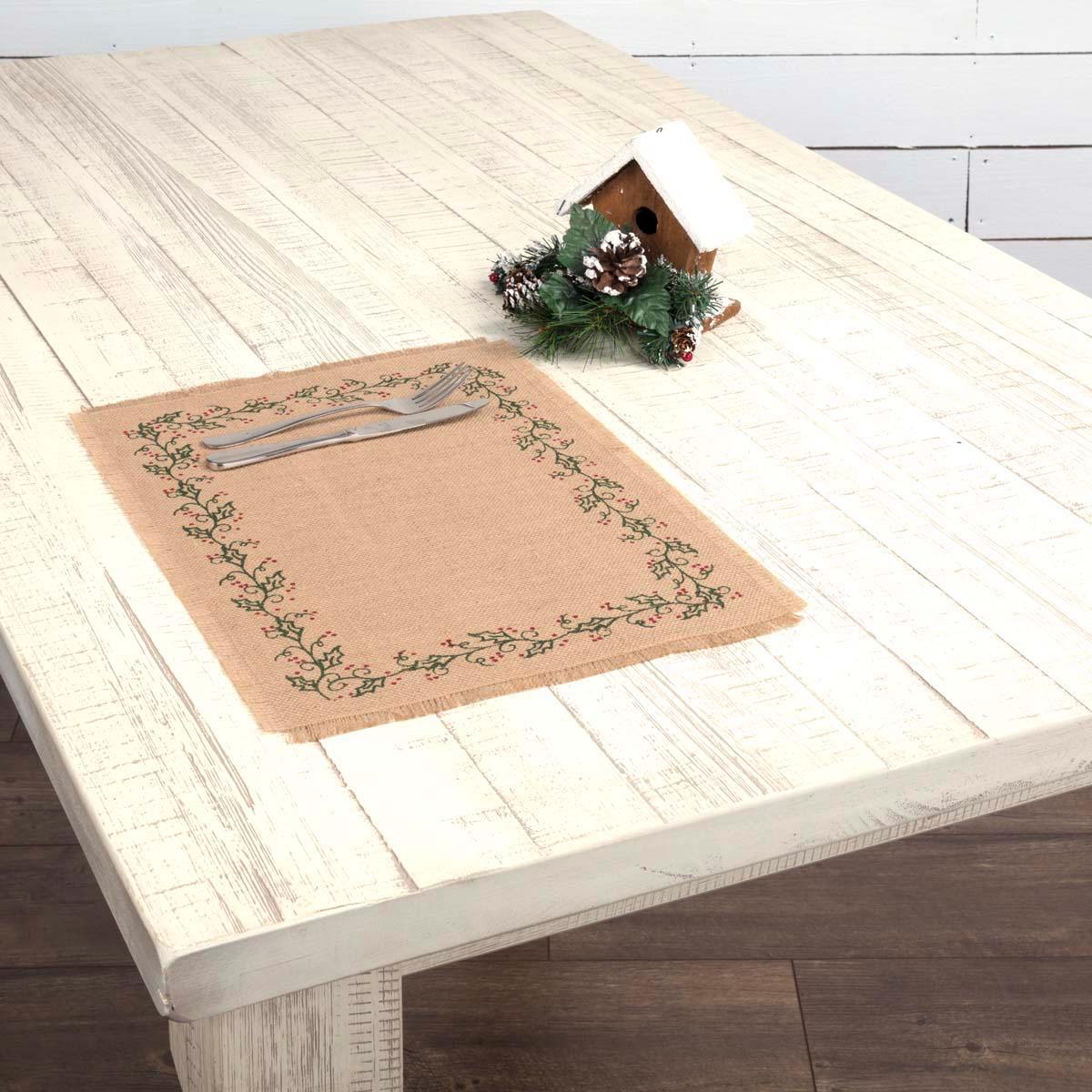 Jute Burlap Ivy Placemat Set of 6 VHC Brands - The Fox Decor