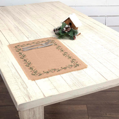 Jute Burlap Ivy Placemat Set of 6 VHC Brands