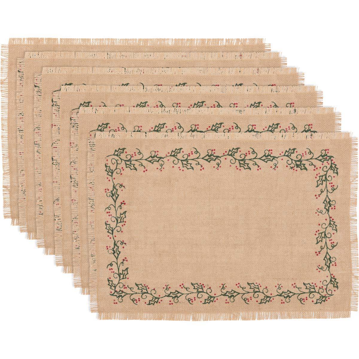 Jute Burlap Ivy Placemat Set of 6 VHC Brands - The Fox Decor