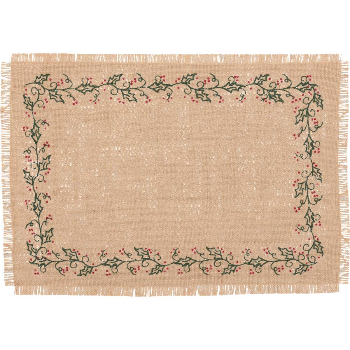 Jute Burlap Ivy Placemat Set of 6 VHC Brands - The Fox Decor