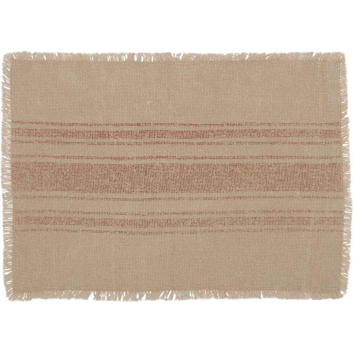 Vintage Burlap Stripe Red Placemat Set of 6 VHC Brands - The Fox Decor