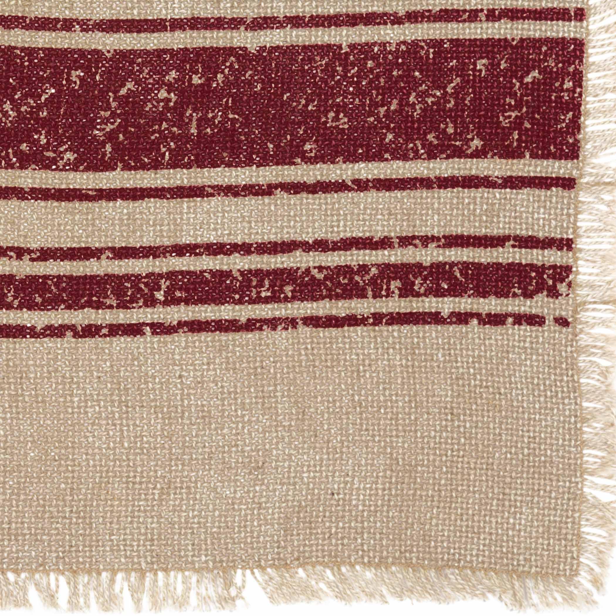 Vintage Burlap Stripe Red Placemat Set of 6 VHC Brands - The Fox Decor