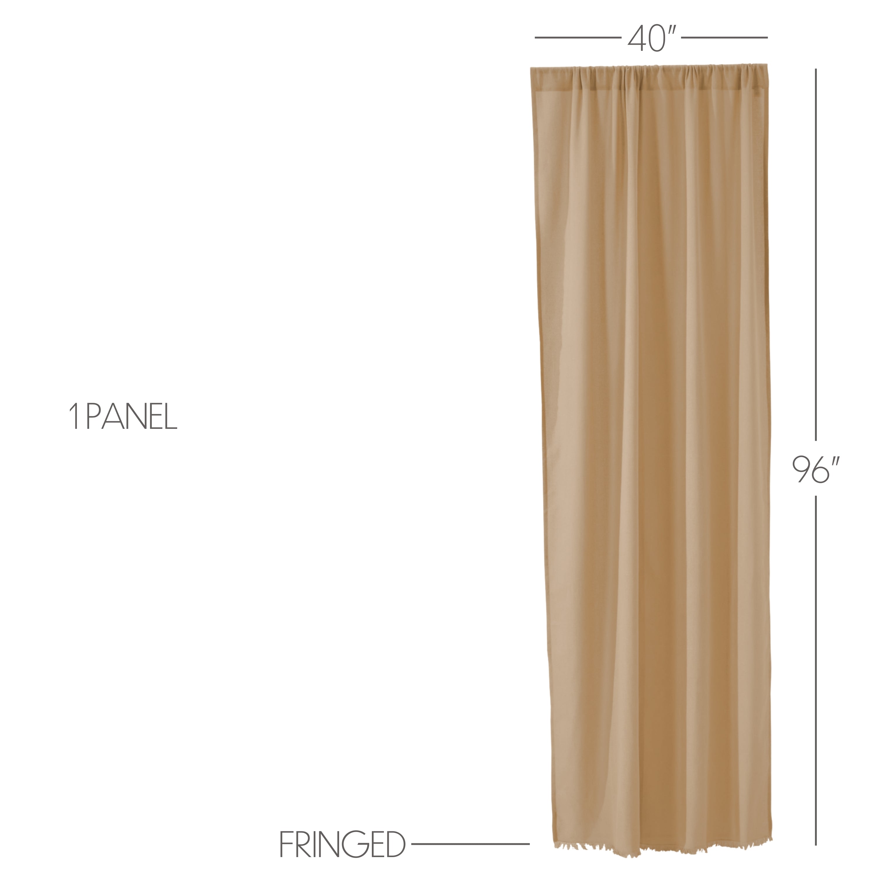 Tobacco Cloth Khaki Panel Curtain 96"x40" VHC Brands