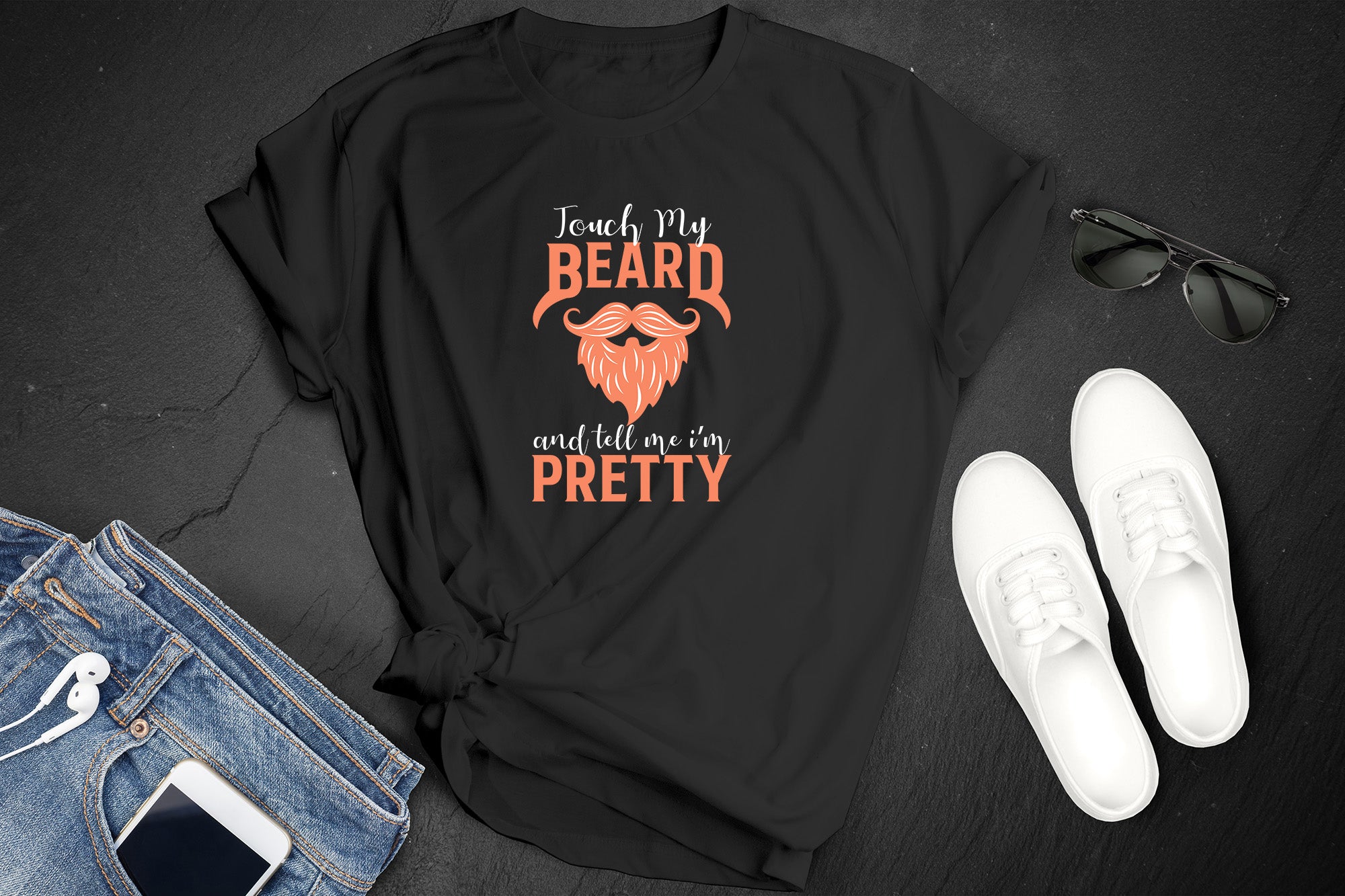 Touch My Beard And Tell Me I_m Pretty Funny Beard grooming T-Shirt