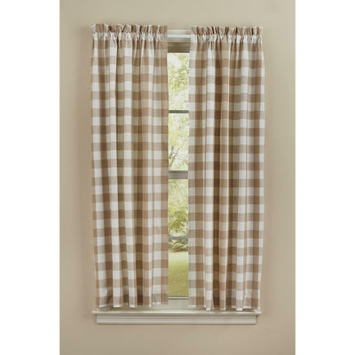 Wicklow Check Curtain Panels - Natural 72x63 Unlined Park Designs