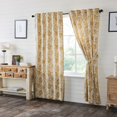 Dorset Gold Floral Panel Curtain Set of 2 84