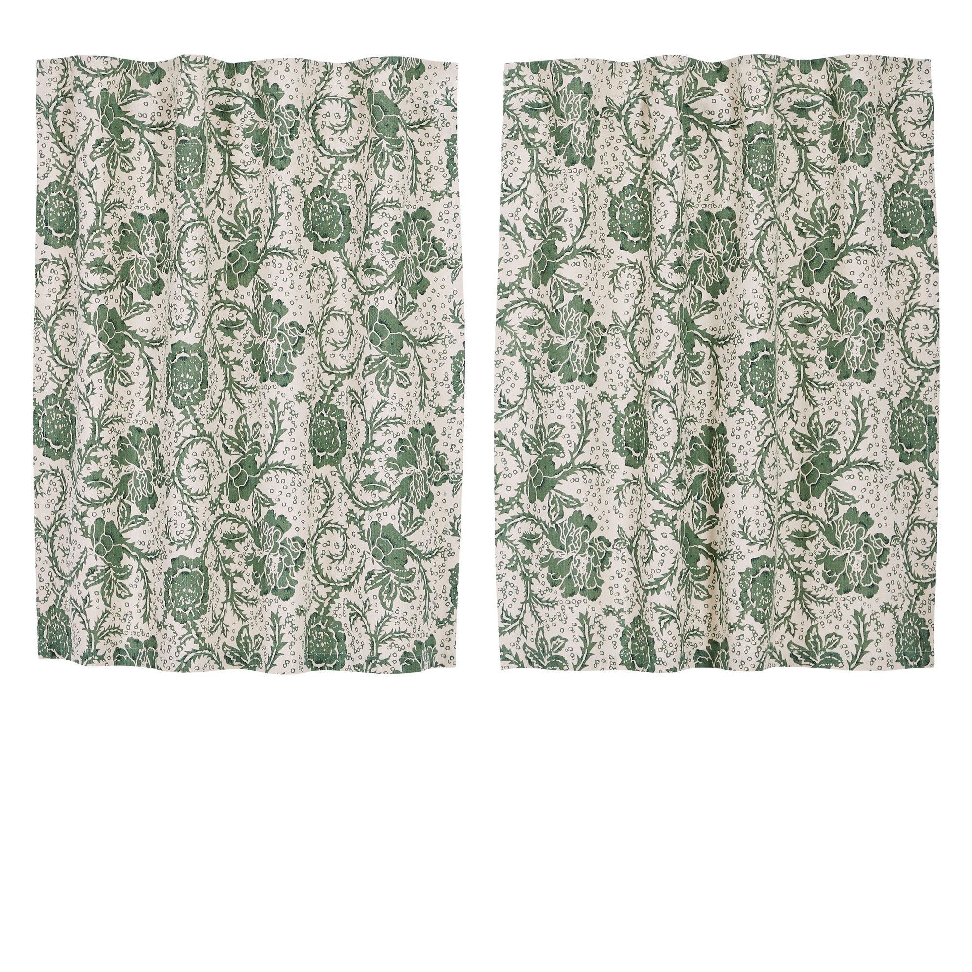 Dorset Green Floral Tier Curtain Set of 2 L36xW36 VHC Brands