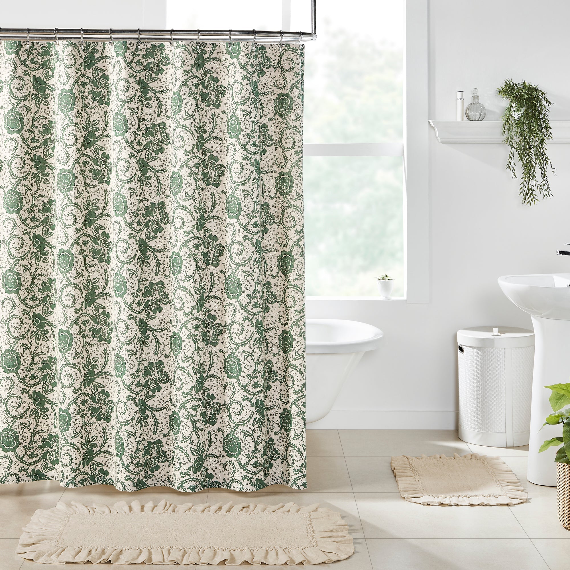 Dorset Green Floral Shower Curtain 72