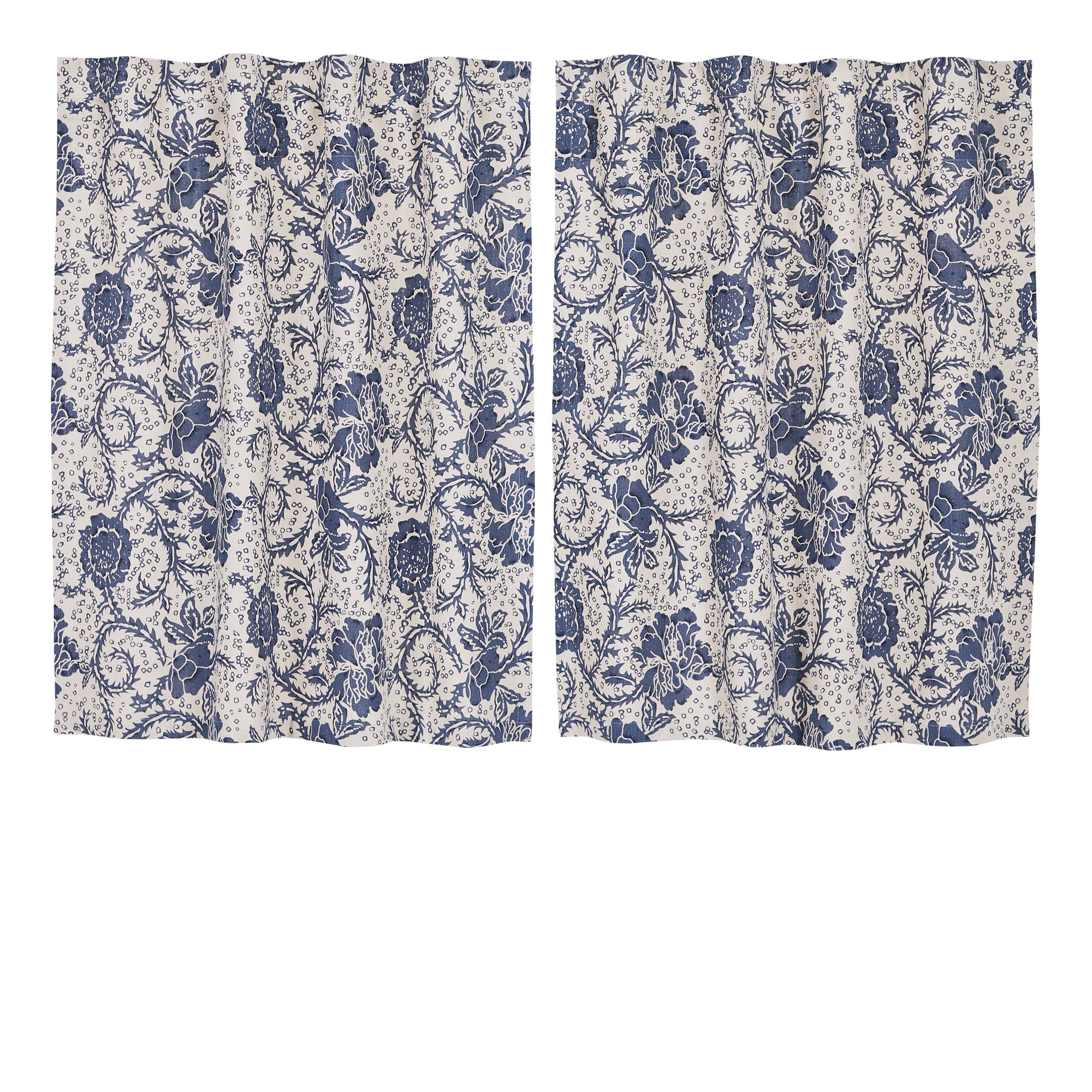 Dorset Navy Floral Tier Curtain Set of 2 L36xW36 VHC Brands
