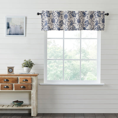 Dorset Navy Floral Valance Curtain 16x72 VHC Brands