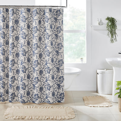 Dorset Navy Floral Shower Curtain 72x72 VHC Brands