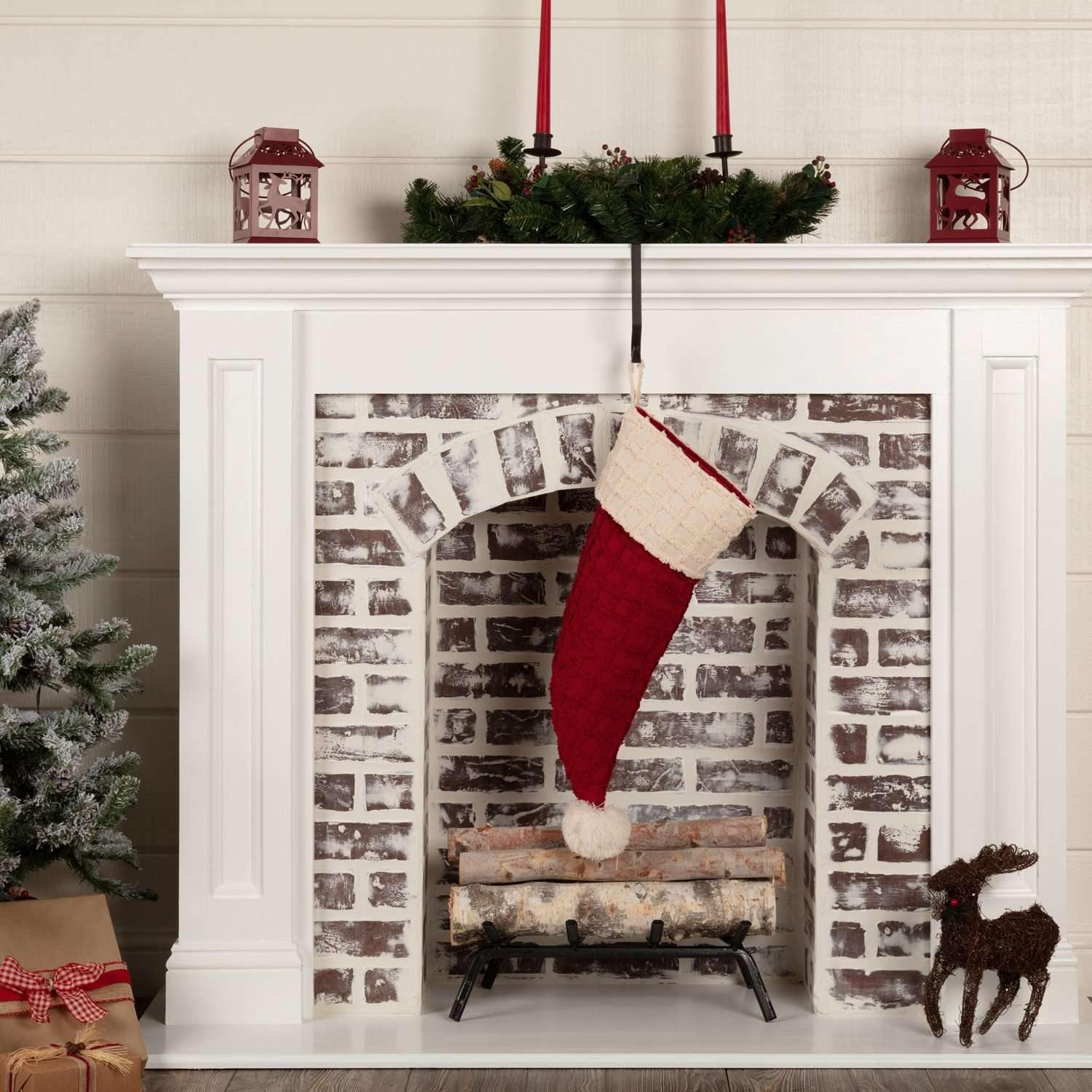 Chenille Christmas Santa Hat Stocking 9.5x20
