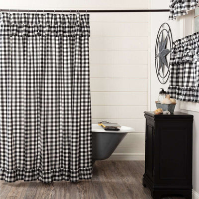 Annie Buffalo Black/Red Check Ruffled Shower Curtain 72