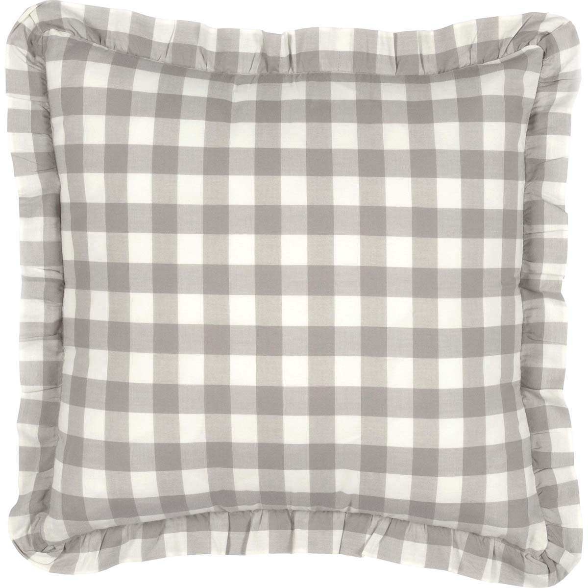 Annie Buffalo Check Ruffled Fabric Pillow Black, Grey, Red Pillows VHC Brands Grey 