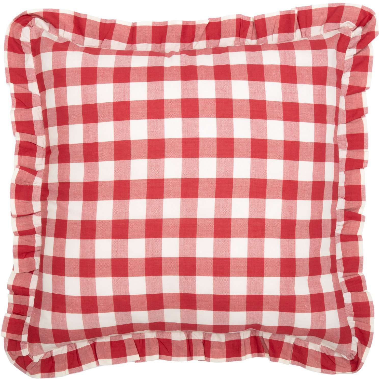 Annie Buffalo Check Ruffled Fabric Pillow Black, Grey, Red Pillows VHC Brands Red 