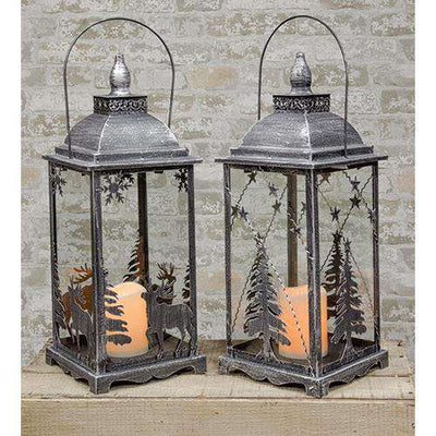 '+Antiqued Christmas Timer Lantern, Asst.