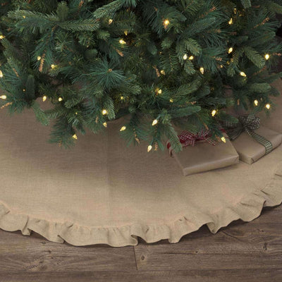 Jute Burlap Natural Christmas Tree Skirt 55 VHC Brands