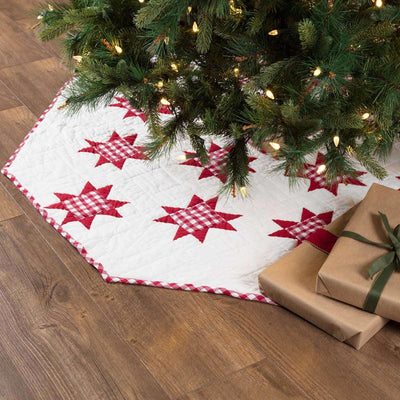 Emmie Red Patchwork Christmas Tree Skirt 55 VHC Brands