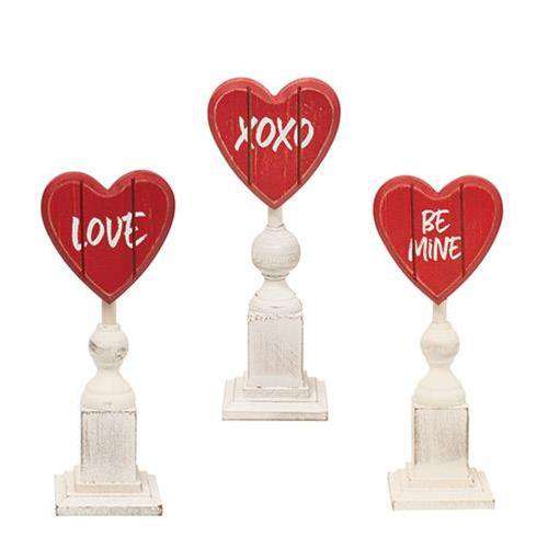 Be Mine Heart Pedestal, 3 Asst. Pictures & Signs CWI+ 