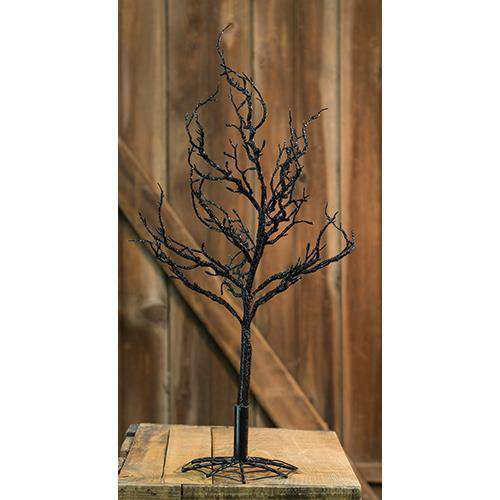 Black Glitter Halloween Tree w/Web Base, 18" Tabletop & Decor CWI+ 