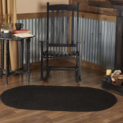 Black Jute Braided Rug Oval VHC Brands