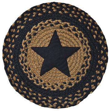 Black Star 15" Diameter Braided Accent Mat table mat CWI Gifts 