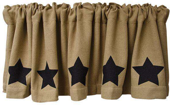 Black Star Burlap Valance Curtains CWI+ 