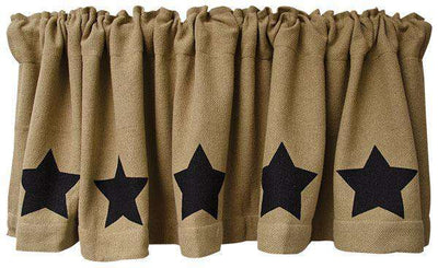 Black Star Burlap Valance