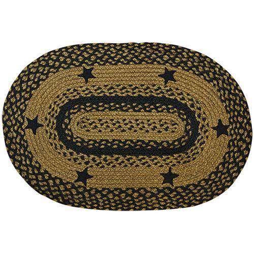 Black Star Oval Braided Rug rugs CWI Gifts 20x30 oval 