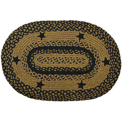 Black Star Oval Rug, 27 x48