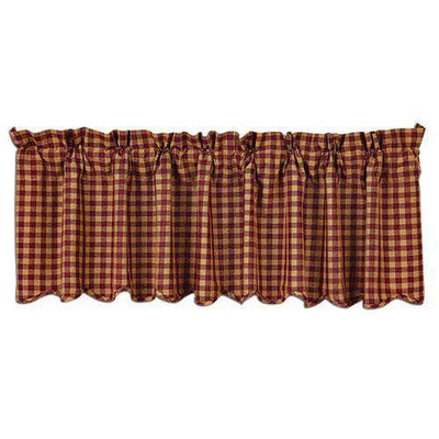 Burgundy Check Scalloped Valance, 16x72