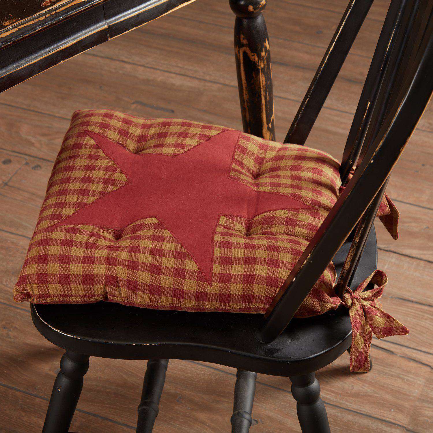 Burgundy Star Country Chair Pad Chair Pad VHC Brands 