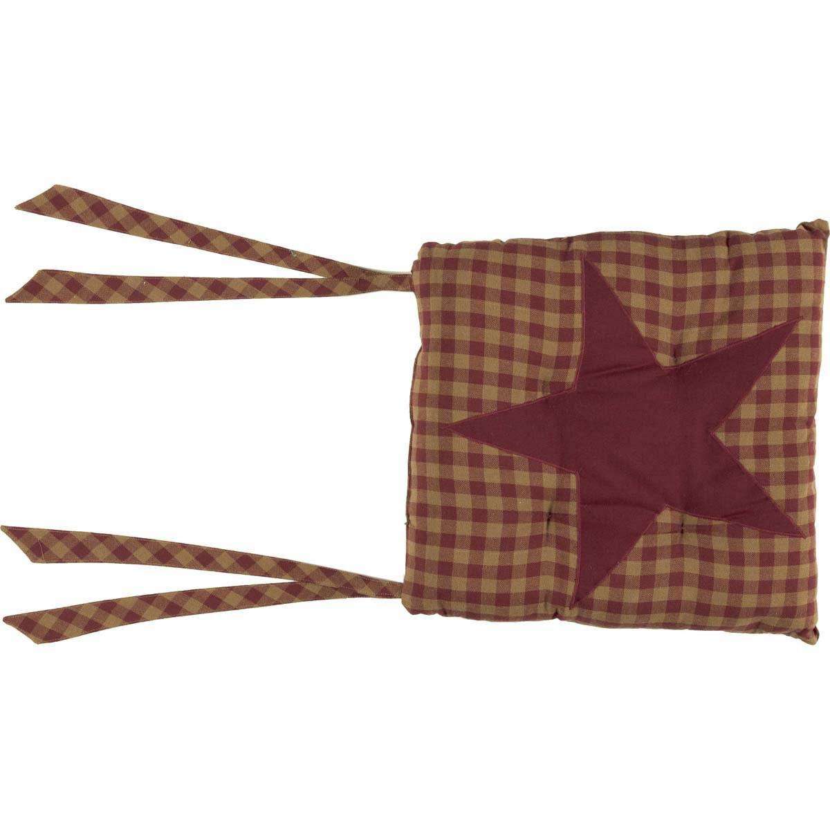 Burgundy Star Country Chair Pad Chair Pad VHC Brands 