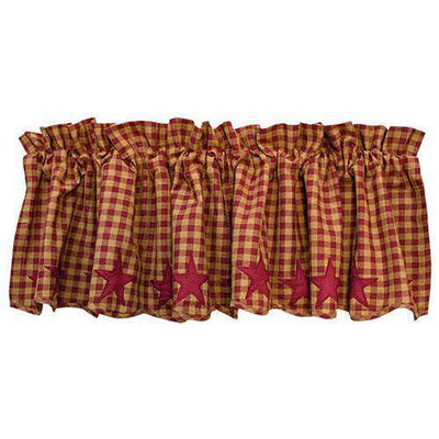 Burgundy Star Scalloped Valance