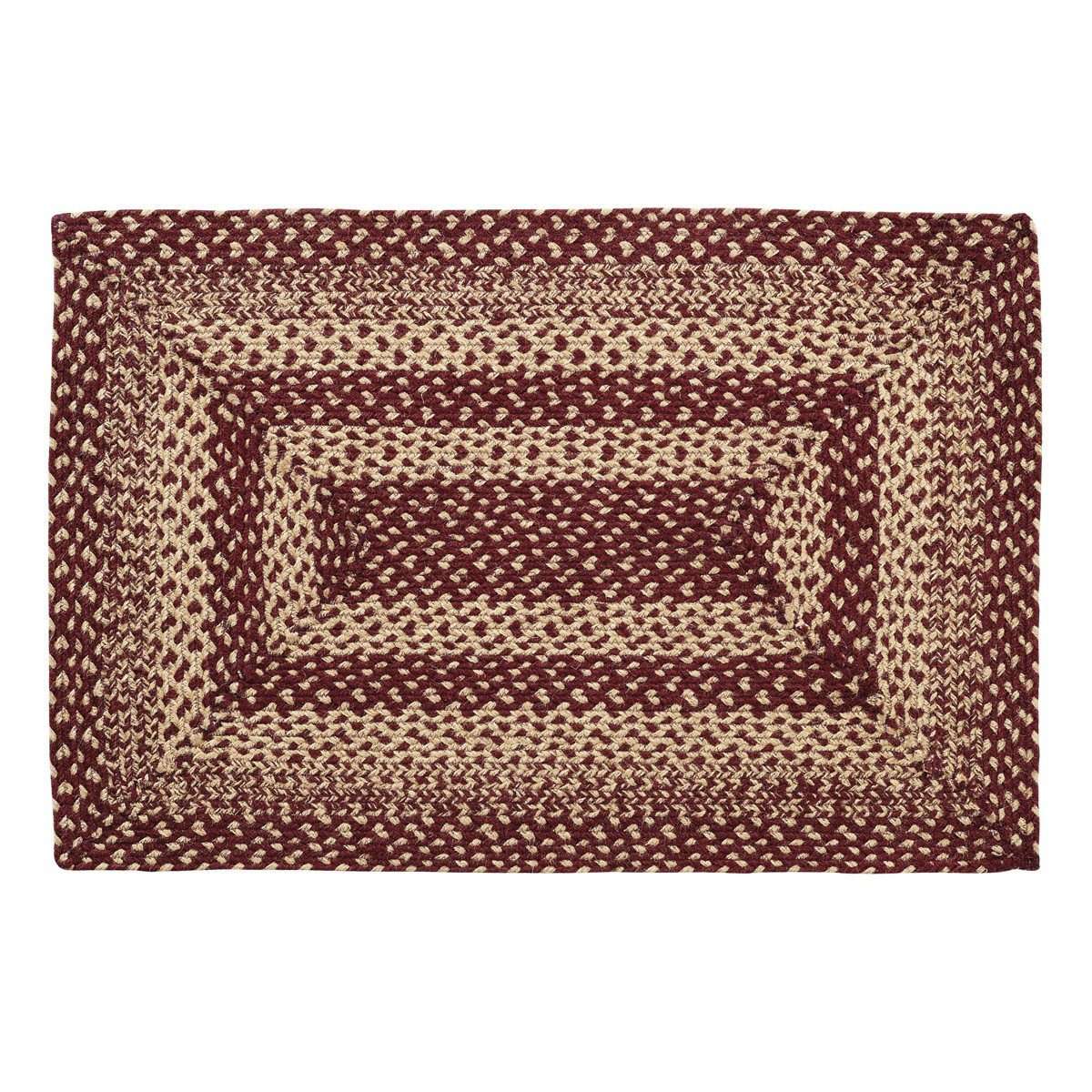 Burgundy Tan Jute Rug Rectangular VHC Brands Rugs VHC Brands 20" x 30" 