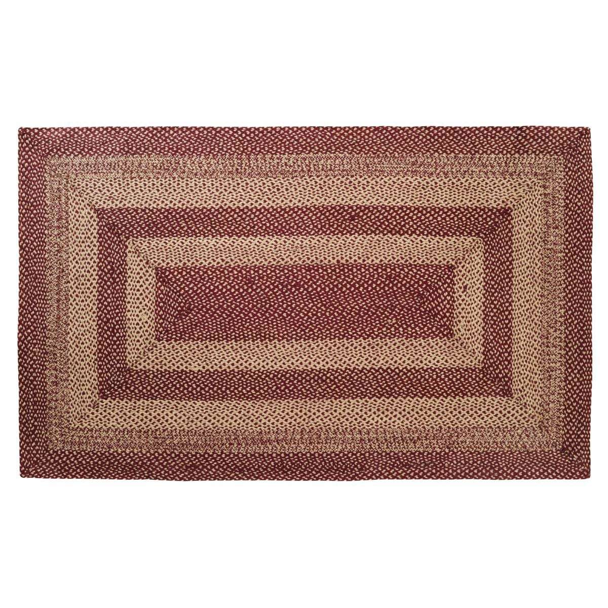 Burgundy Tan Jute Rug Rectangular VHC Brands Rugs VHC Brands 