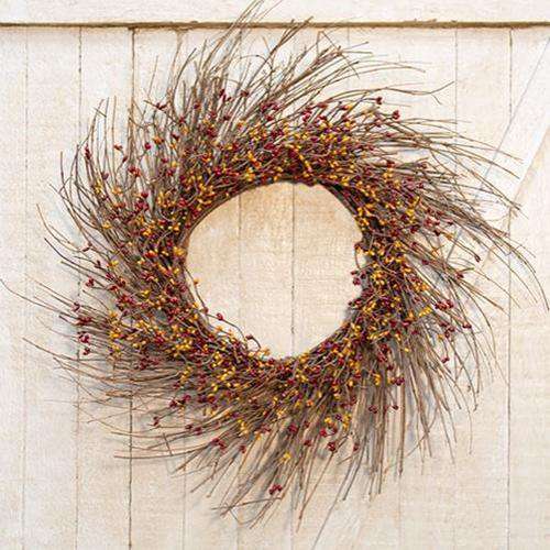 Burgundy/Gold Pip Twig Wreath, 22" Rings/Wreaths CWI+ 