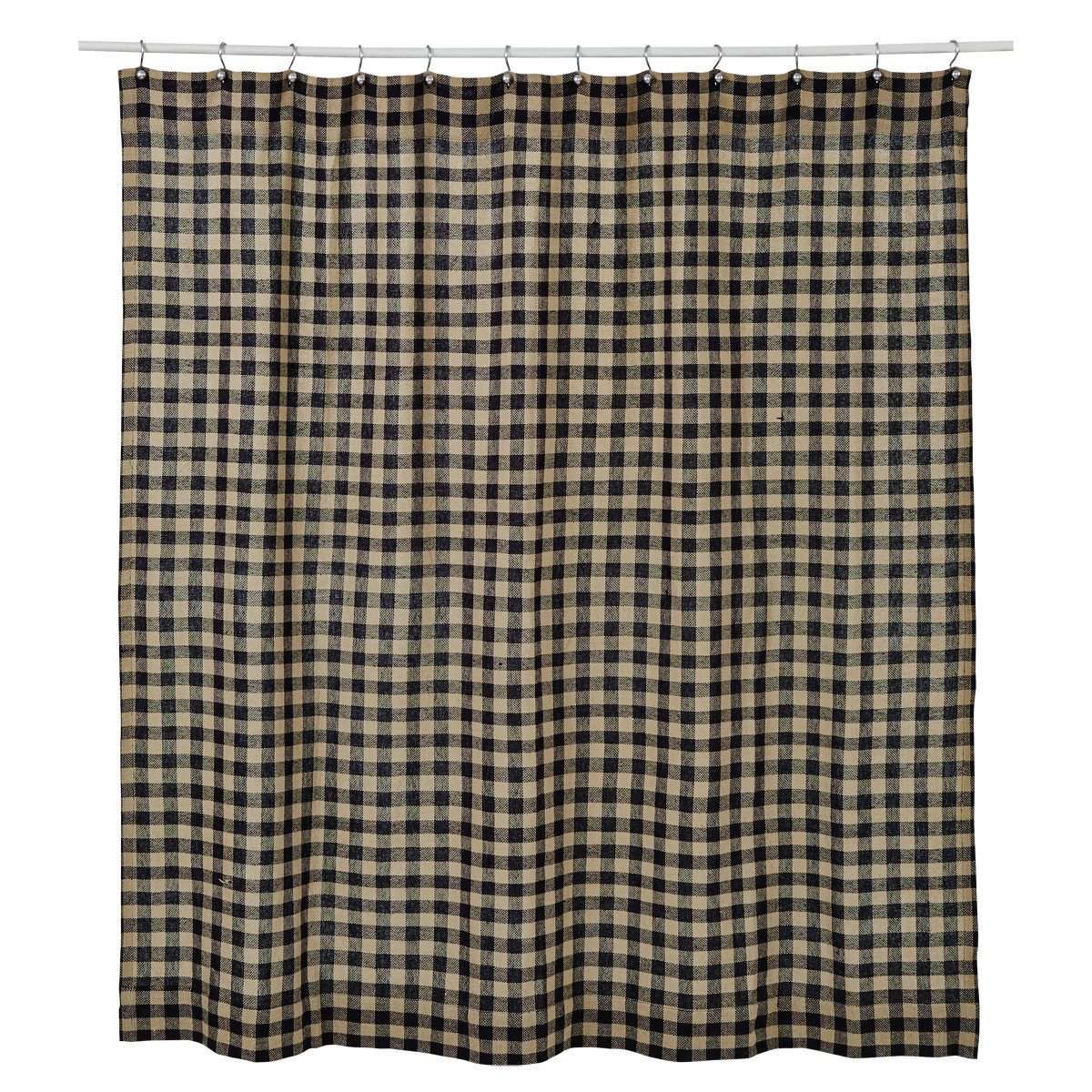 Burlap Black Check Shower Curtain 72"x72" curtain VHC Brands 