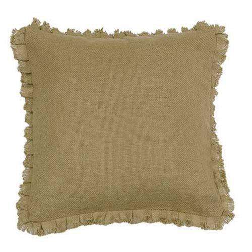 Burlap Natural Fringed Pillow, 16" Sq Pillows CWI+ 