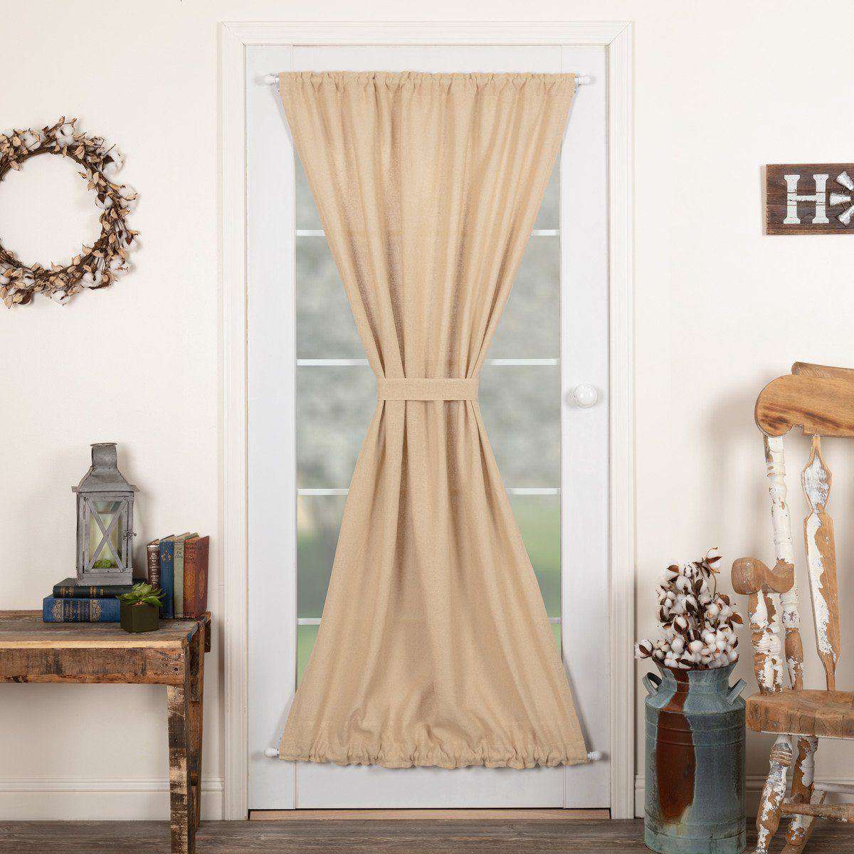 Burlap Vintage Tan/Antique White Door Panel 72"x40" curtain VHC Brands Tan 