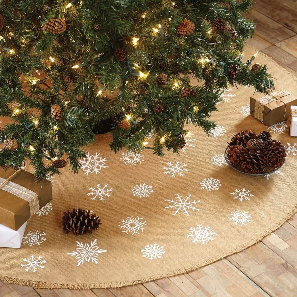 Snowflake Burlap Natural Mini Tree Skirt 21