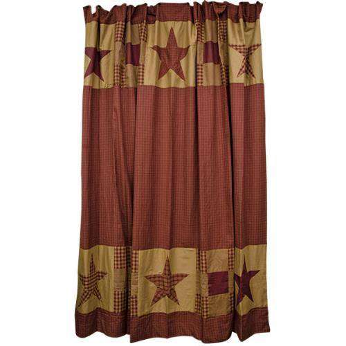 Classic Country Primitive Bath - Ninepatch Star Red Shower Curtain curtains CWI Gifts 