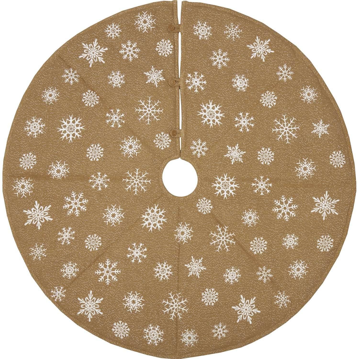 Snowflake Burlap Natural Christmas Tree Skirt 48 VHC Brands - The Fox Decor