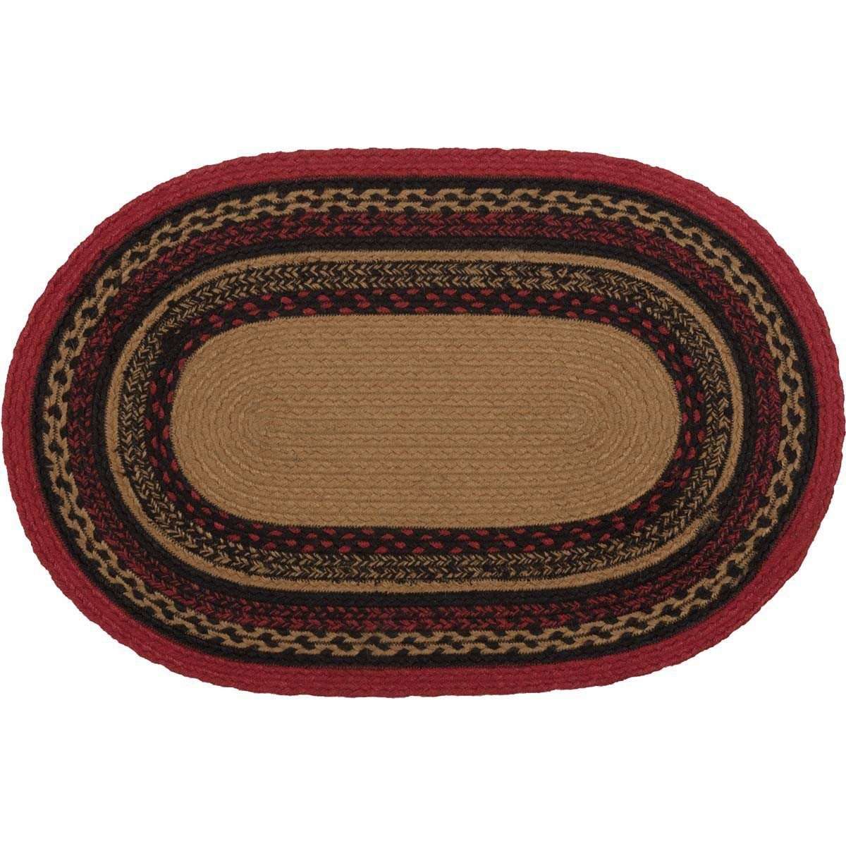 Cumberland Stenciled Moose Jute Braided Rug Oval rugs VHC Brands 