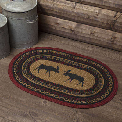 Cumberland Stenciled Moose Jute Braided Rug Oval