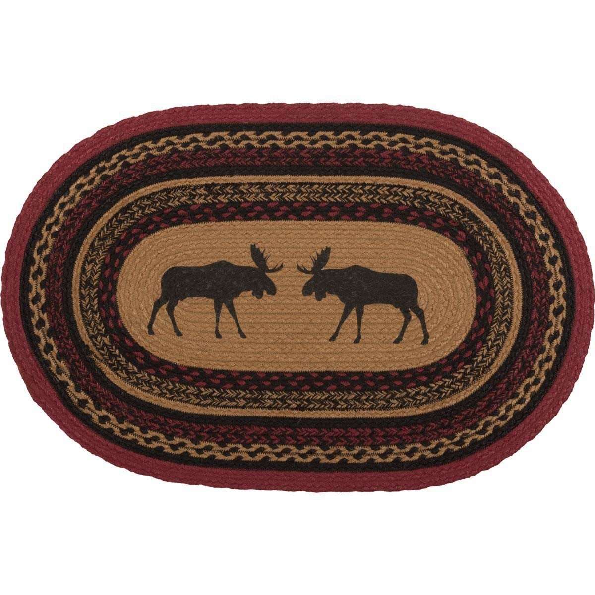 Cumberland Stenciled Moose Jute Braided Rug Oval rugs VHC Brands 