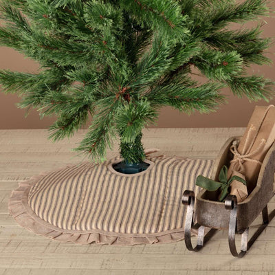 Sawyer Mill Charcoal Ticking Stripe Mini Christmas Tree Skirt 21 VHC Brands