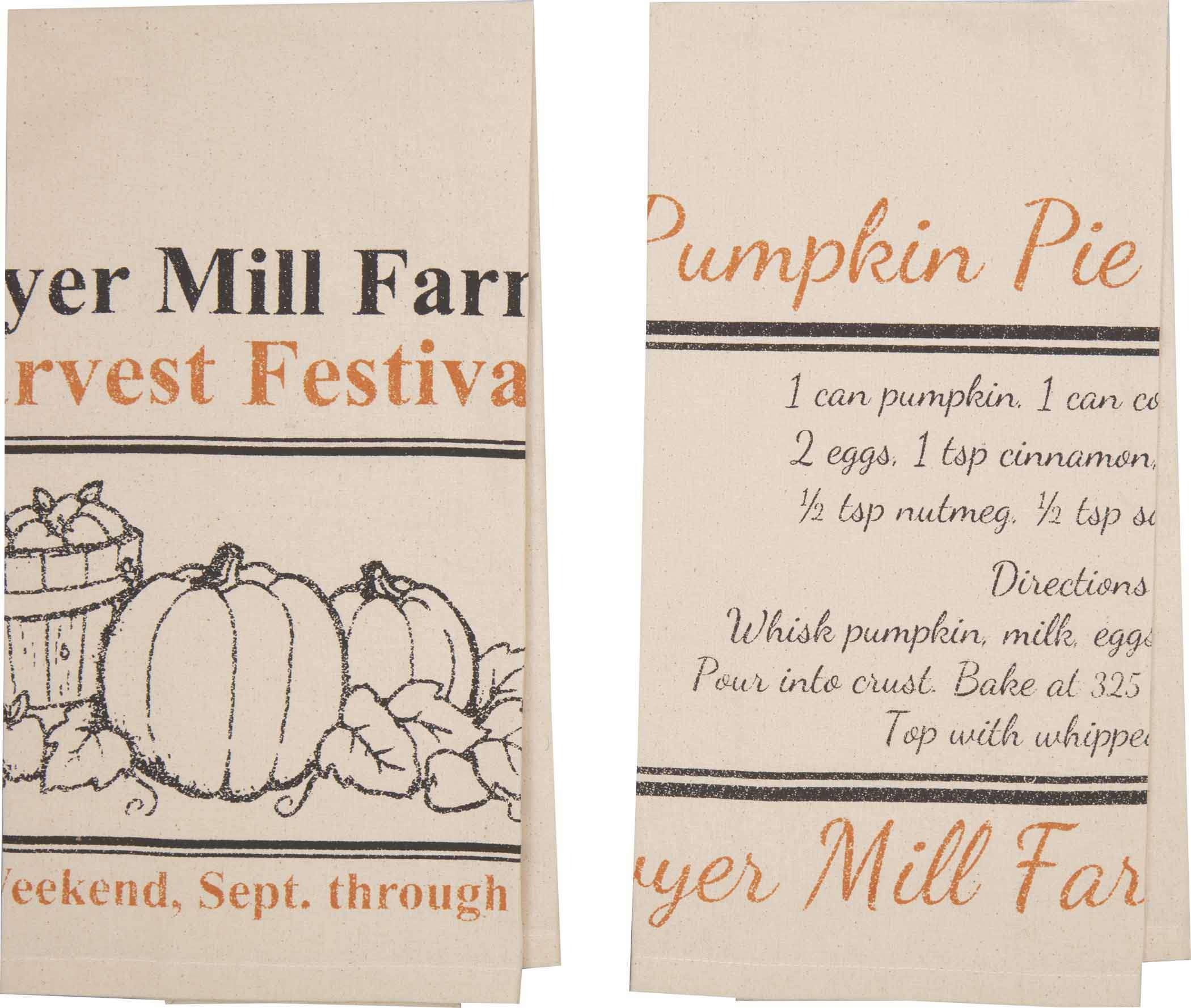 Sawyer Mill Charcoal Harvest Muslin Unbleached Natural Tea Towel Set of 2 19x28 VHC Brands - The Fox Decor